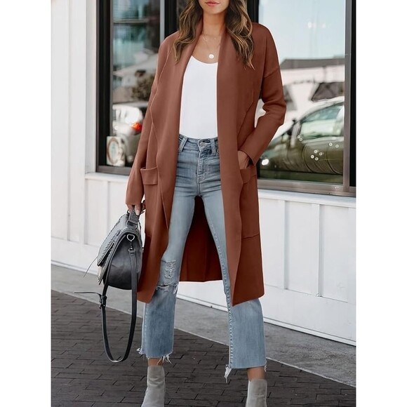 ANRABESS Women's Long Cardigan Fall Fashion Casual Oversized Knit Sweater, Small - Picture 2 of 13